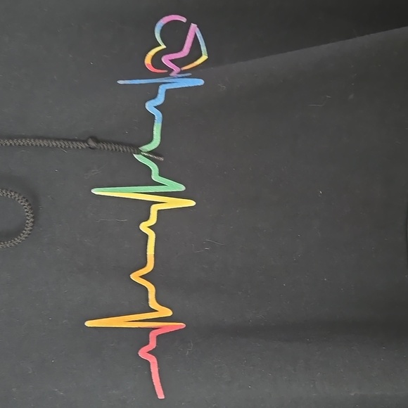 Gildan Black Hoodie with Rainbow Heartbeat Design - Picture 3 of 4